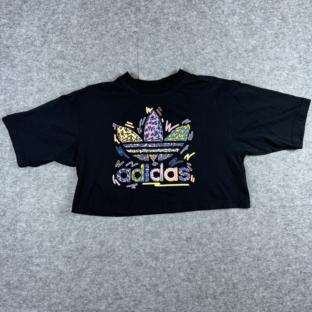 Adidas Women's Retro Logo Crop Cotton T-Shirt Size Medium